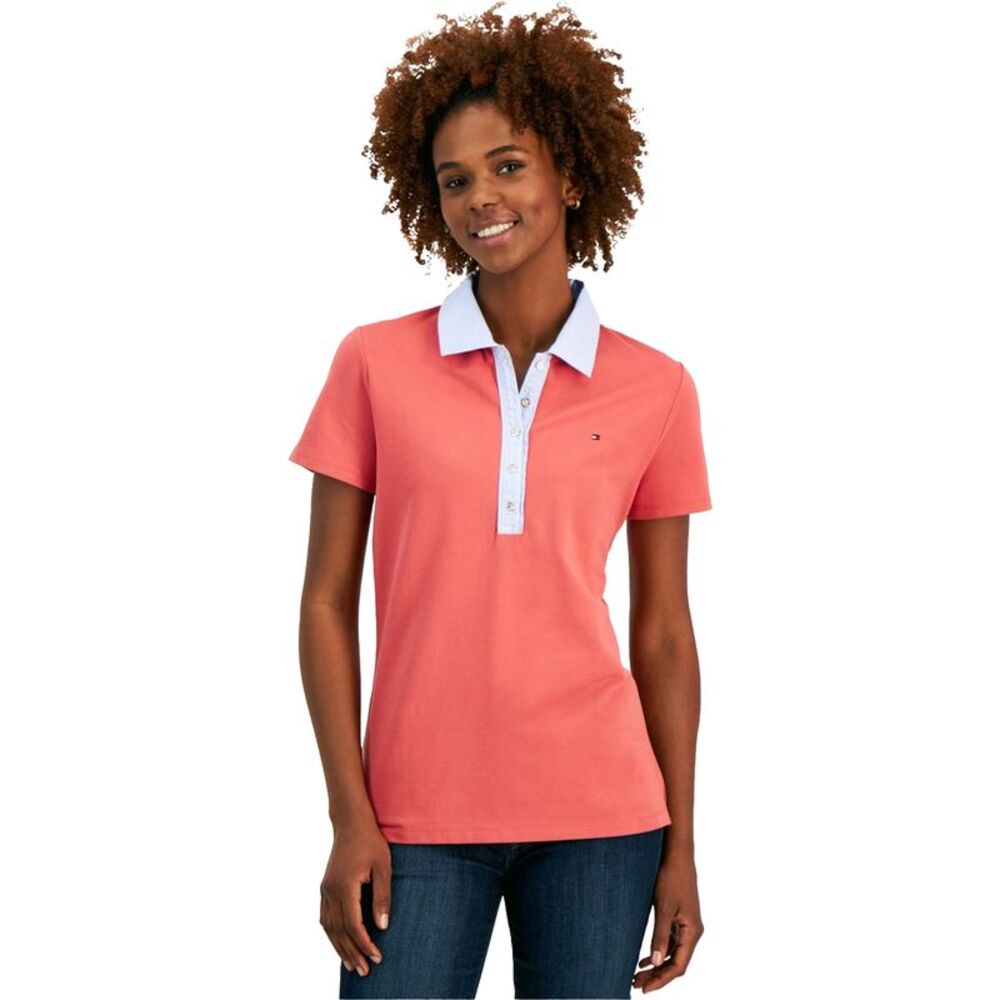 Tommy Hilfiger Womens Striped Collar Polo Shirt, , M, DM